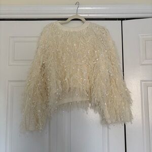 Anthropologie Ivory Textured Knit